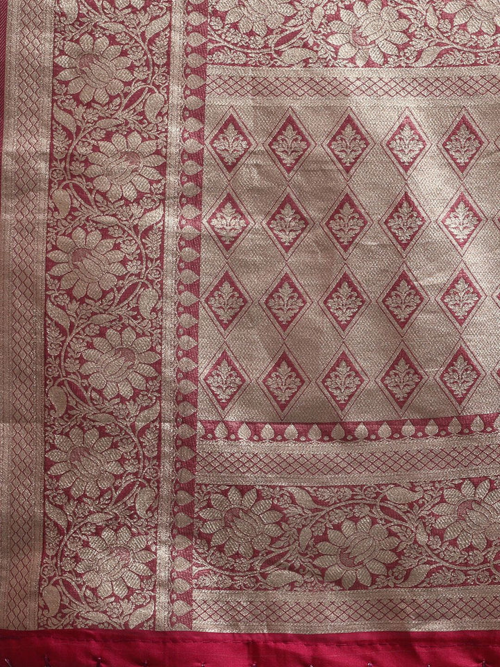 Saree mall Ethnic Motifs Zari Organza Banarasi Sarees