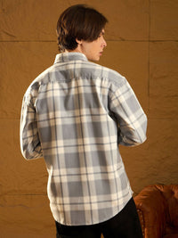 DENNISON Men Double Pocket Drop Shoulder Oversized Cotton Checked Shacket