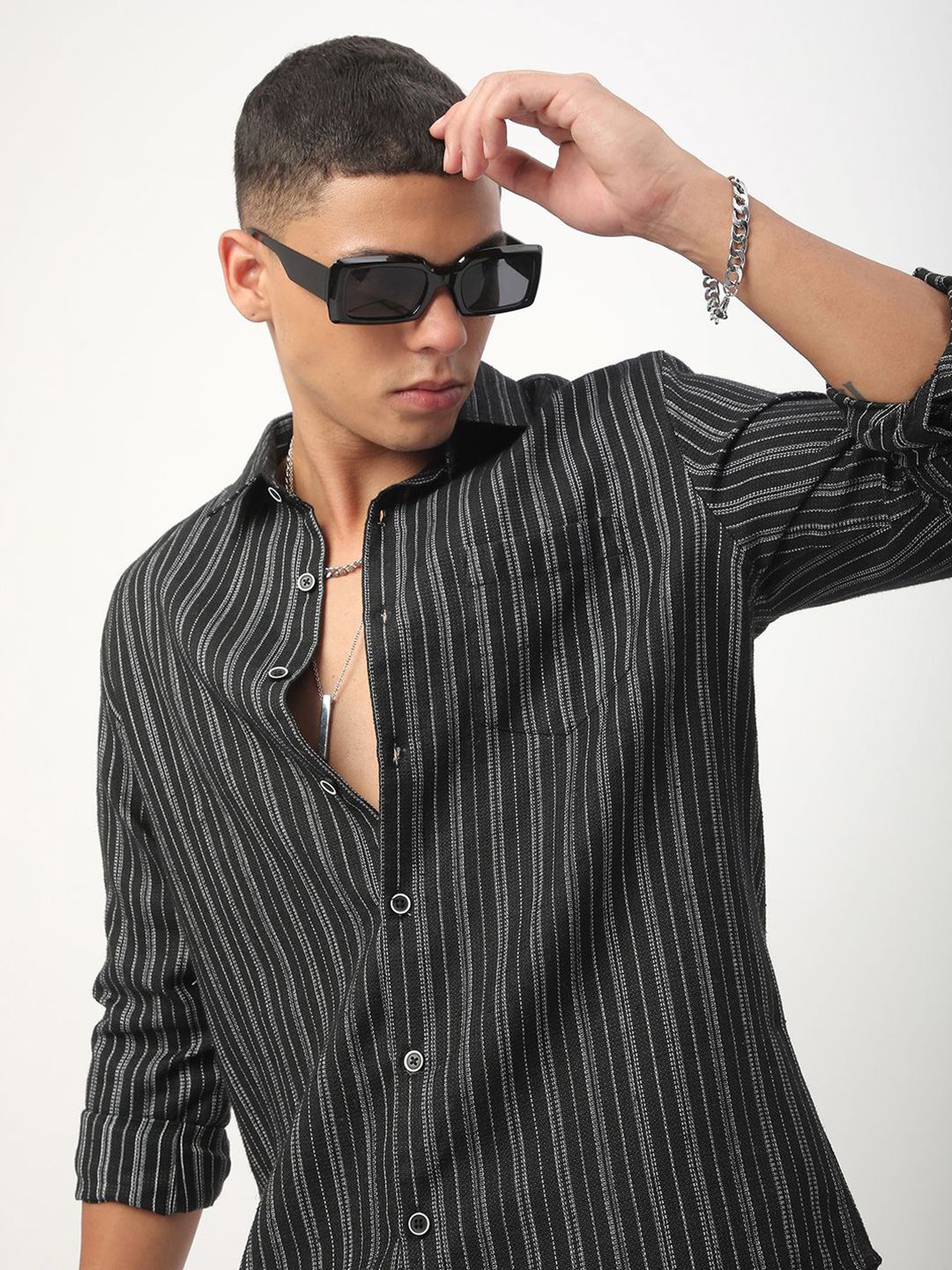 VASTRADO Men Classic Slim Fit Opaque Striped Casual Shirt