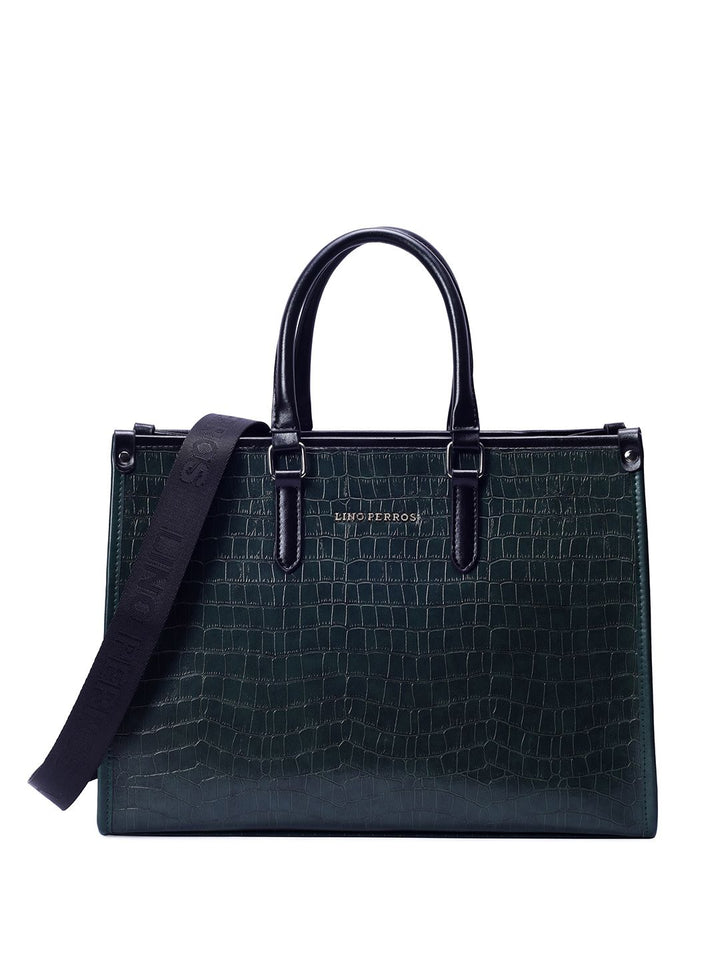 Lino Perros Croc Textured Structured Handheld Bag