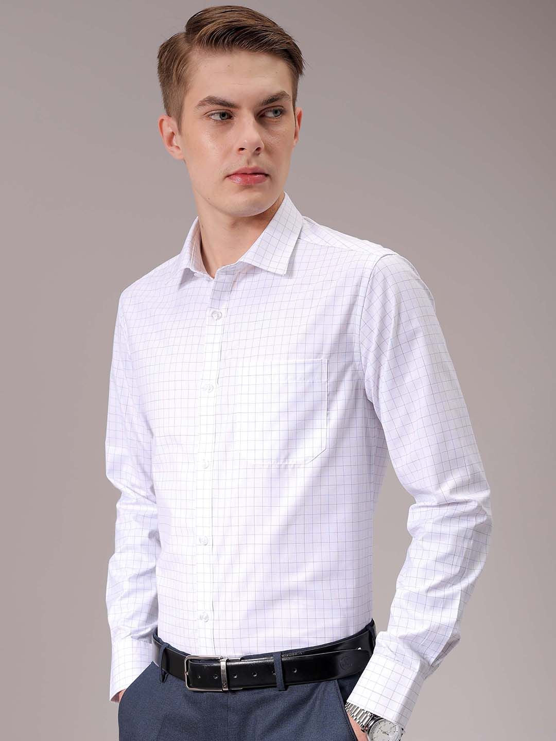 The Indian Garage Co. X Luxe Men Spread Collar Micro Checked Slim Fit Formal Shirt