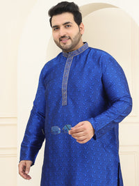 SOJANYA PLUS Woven Design Mandarin Collar Regular Straight Kurta with Pyjamas