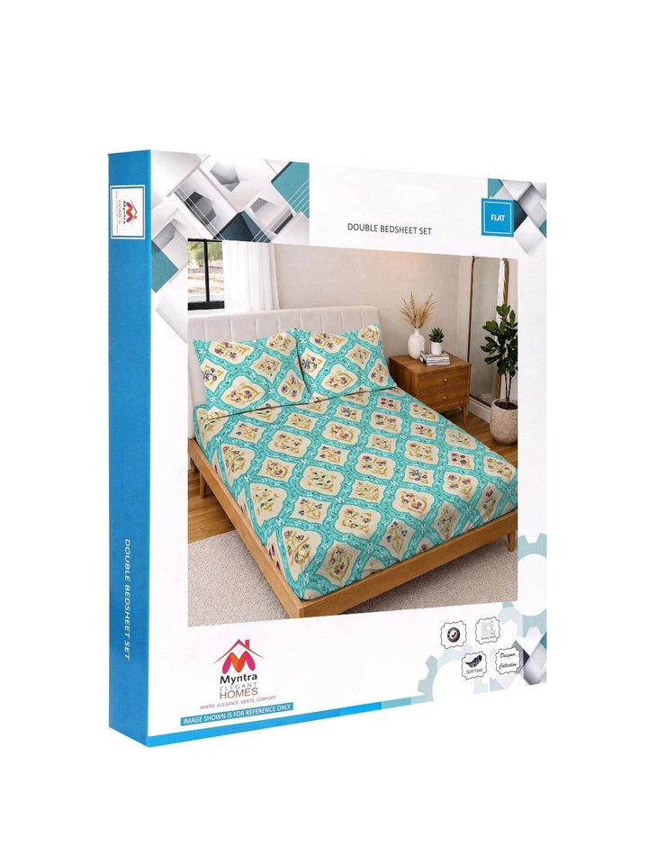 Myntra Elegant Homes Multicolor Floral 300 TC King Double Bedsheet dengan 2 Sarung Bantal
