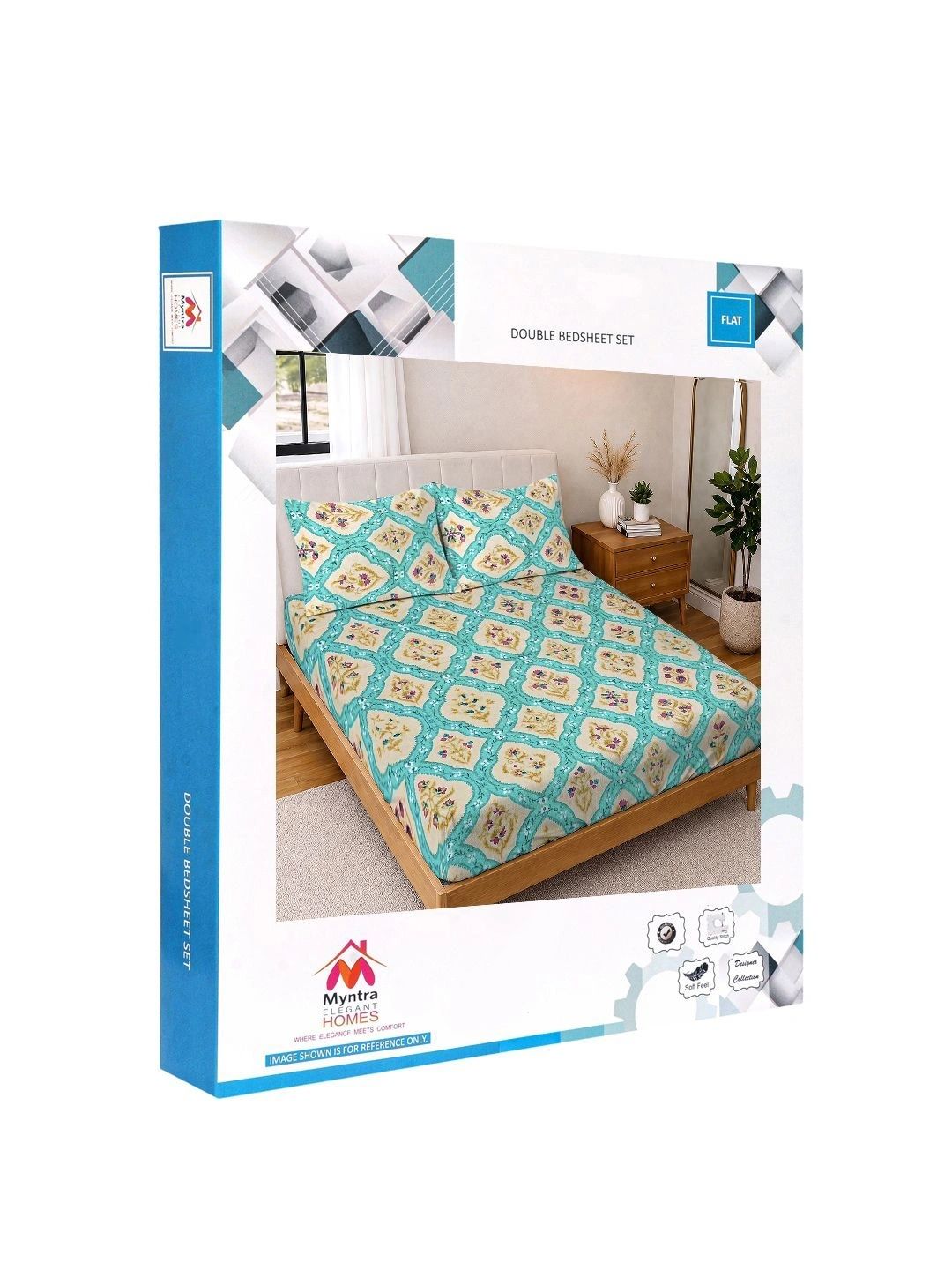 Myntra Elegant Homes Multicolor Floral 300 TC King Double Bedsheet dengan 2 Sarung Bantal