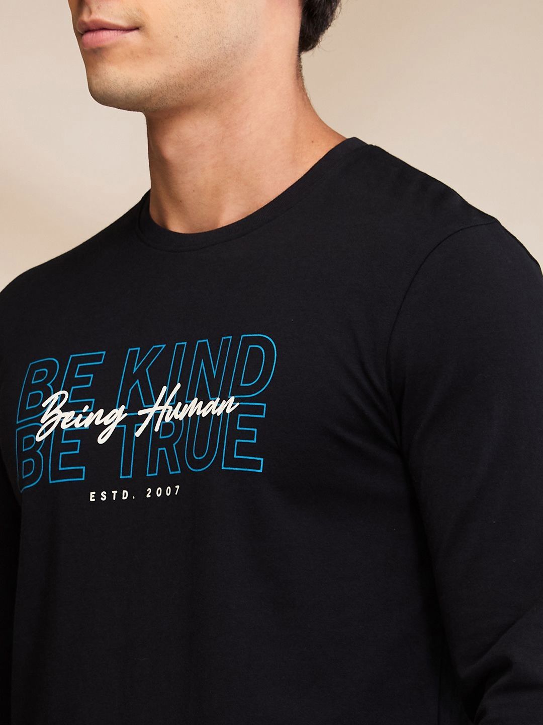 Being Human Men Typography Printed Round Neck Cotton T-shirt