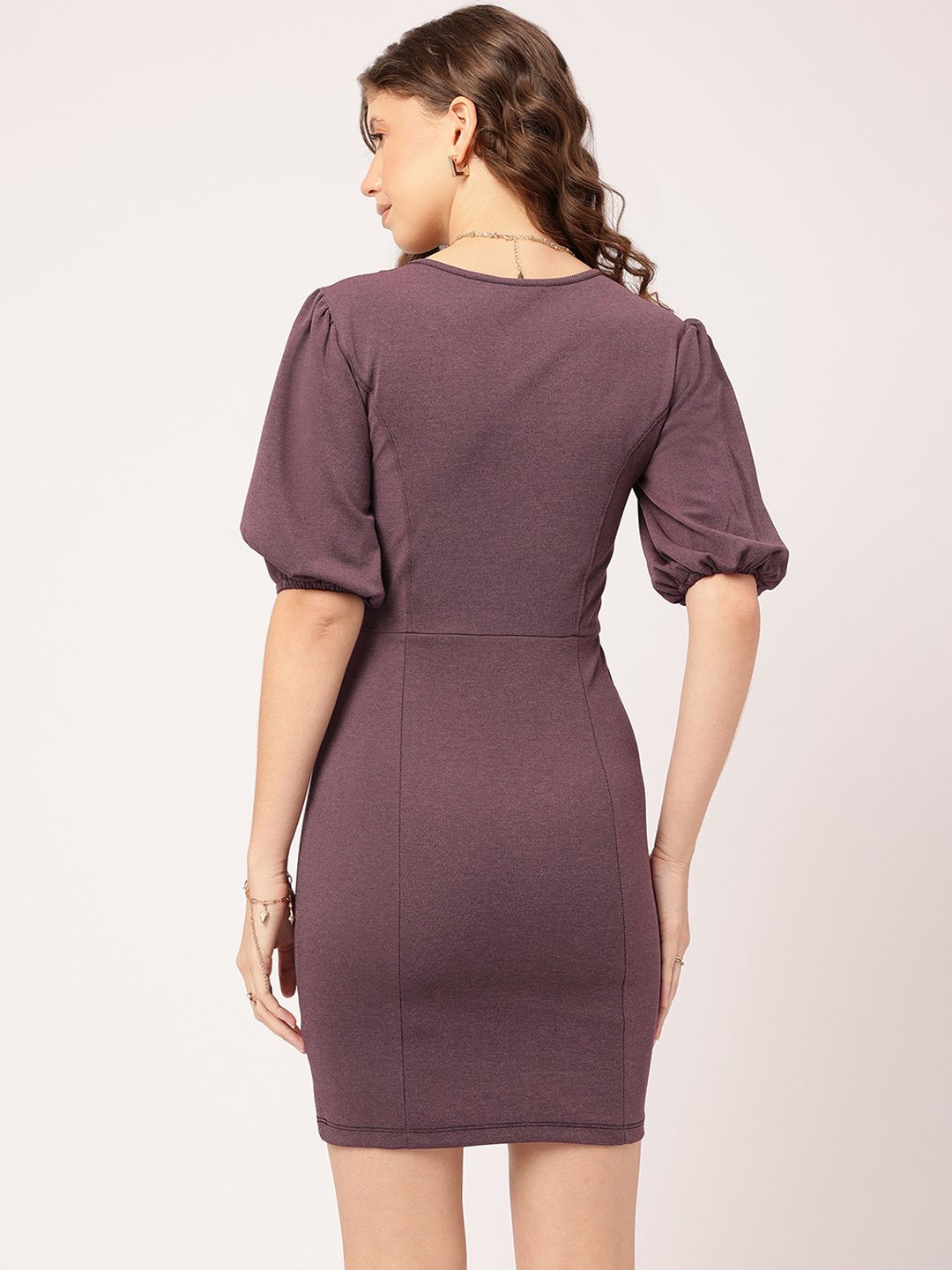 DressBerry Midnight Mystique Puff Sleeve Bodycon Mini Dress