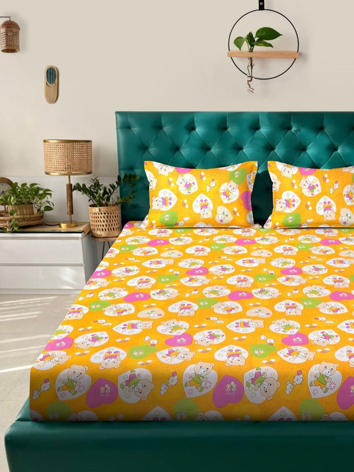 Myntra Elegant Homes Kids Yellow Printed Pure Cotton 400 TC King Set Cadar 2.5 x 2.25m