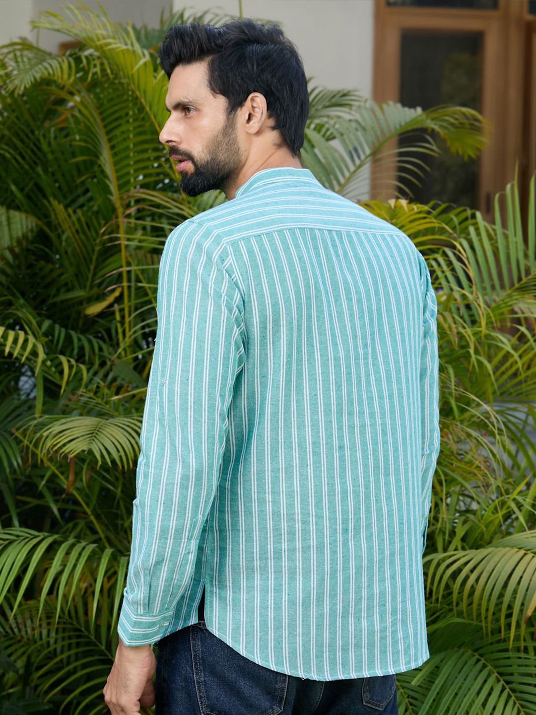 See Designs Men Striped Woven Design Cotton Straight Kurta
