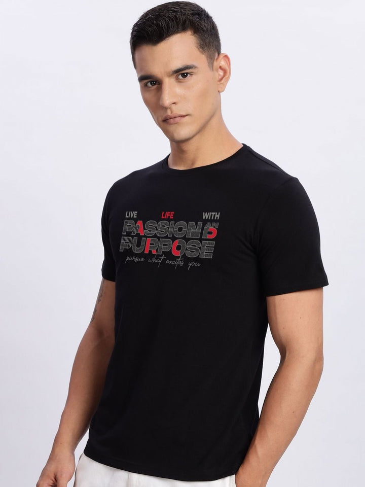 ADRO Men Typography Printed Round Neck Cotton T-shirt