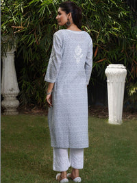 Rumah Wanita Chikankari Motif Etnik Bersulam Chikankari Cetakan Indie Kurta