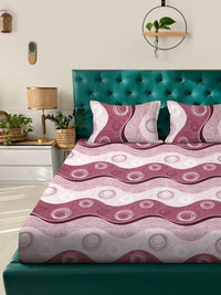 KLOTTHE Purple Geometric Printed Dilengkapi 300 TC Double King Cadar Dengan 2 Sarung Bantal
