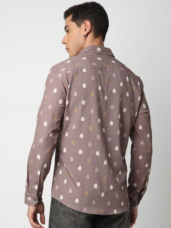 VASTRADO Men Classic Spread Collar Geometric Printed Slim Fit Casual Shirt