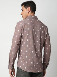 VASTRADO Men Classic Spread Collar Geometric Printed Slim Fit Casual Shirt