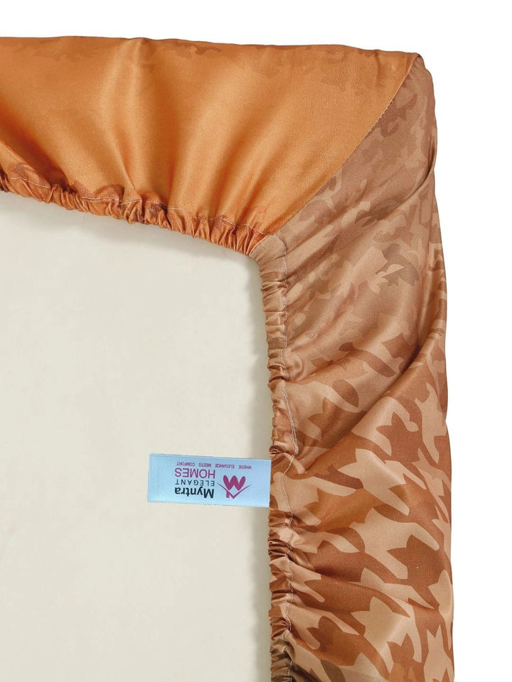 Myntra Elegant Homes Coklat & Kelabu Geometrik 300 TC Cadar Katil King dengan 2 Sarung Bantal