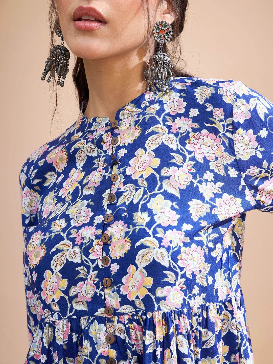 Shae by SASSAFRAS Floral Printed Pleated Kurti