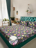 Myntra Elegant Grey Floral Printed Dilengkapi 300 TC 7D Cadar dengan 2 Sarung Bantal