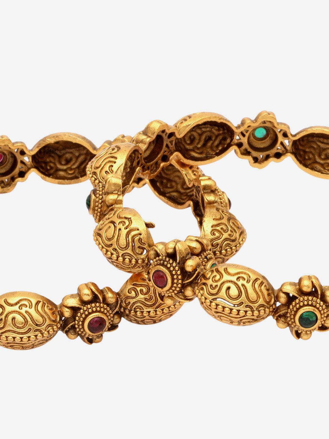 PANASH Set Of 2 24 CT Gold-Plated Handcrafted Antique Bangles