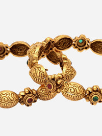 PANASH Set Of 2 24 CT Gold-Plated Handcrafted Antique Bangles