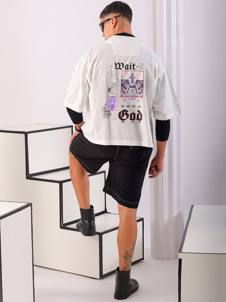 The Indian Garage Co Men Spread Collar Graphic Printed Cotton Boxy Casual Shirt