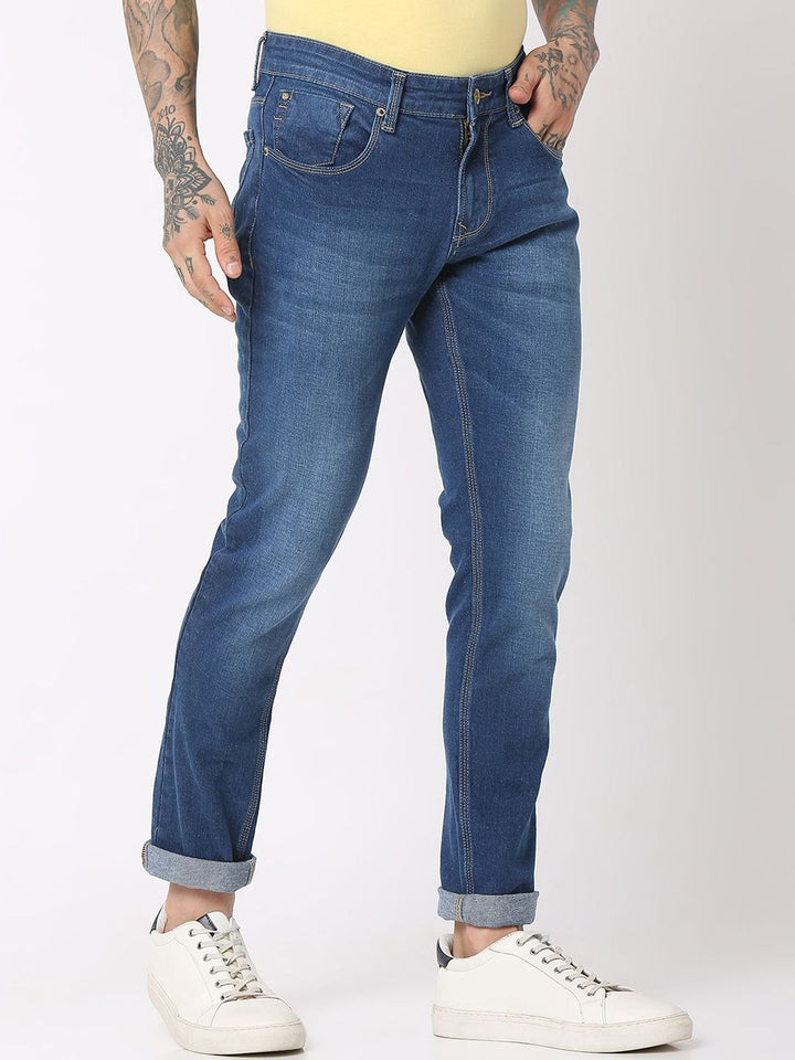 Spykar Men Skinny Fit Low-Rise Regangan Seluar Jeans