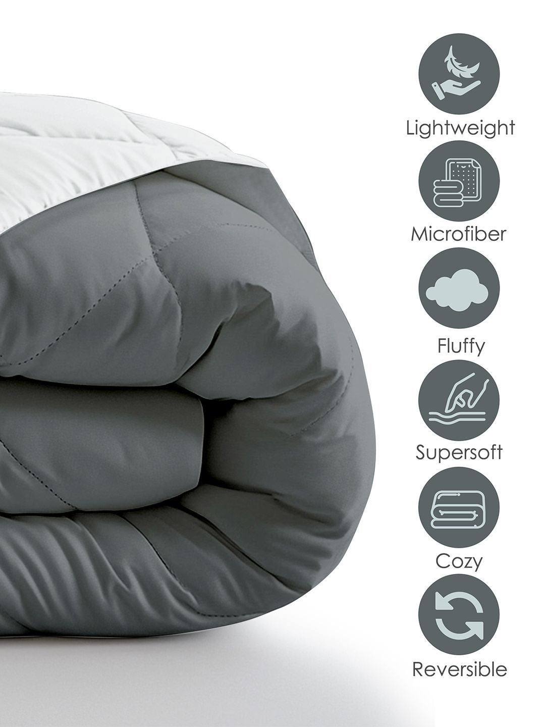 Story@home Melange & Grey Solid Reversible 240 GSM Heavy Winter Double Bed Comforter