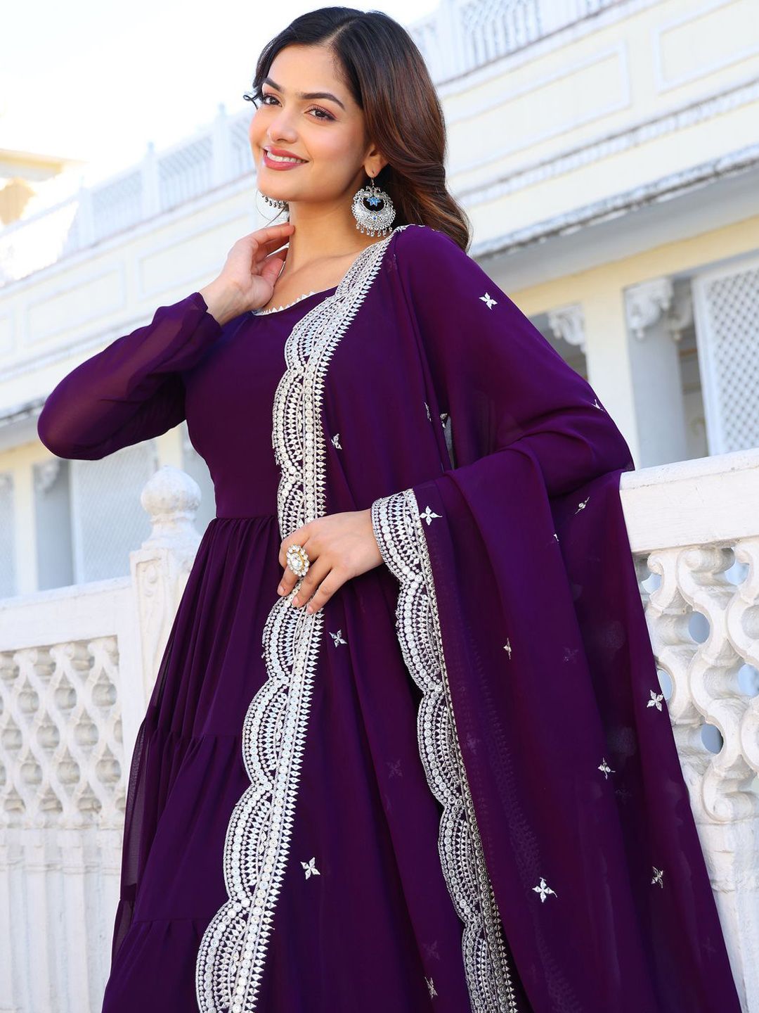 KALINI Women Ethnic Motifs Layered Kurta with Pyjamas & With Dupatta