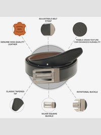 Teakwood Leathers Men Textured Leather Reversible Belt