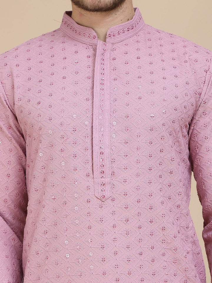JOMPERS Men lelaki bersulam geometri sequinned kurta
