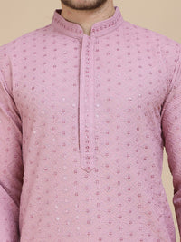 JOMPERS Men lelaki bersulam geometri sequinned kurta