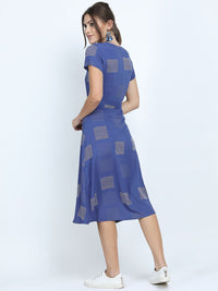 Vishudh Women Abstract Print A-Line Midi Dress Comes with a belt
