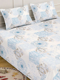 Myntra Elegant Homes Blue Geometric 400 TC King Bedsheet with 2 Pillow Covers