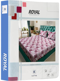 KLOTTHE Pink & Purple Geometric Printed 400 TC Cotton King Bedsheet Set 2.50 m x 2.25 m