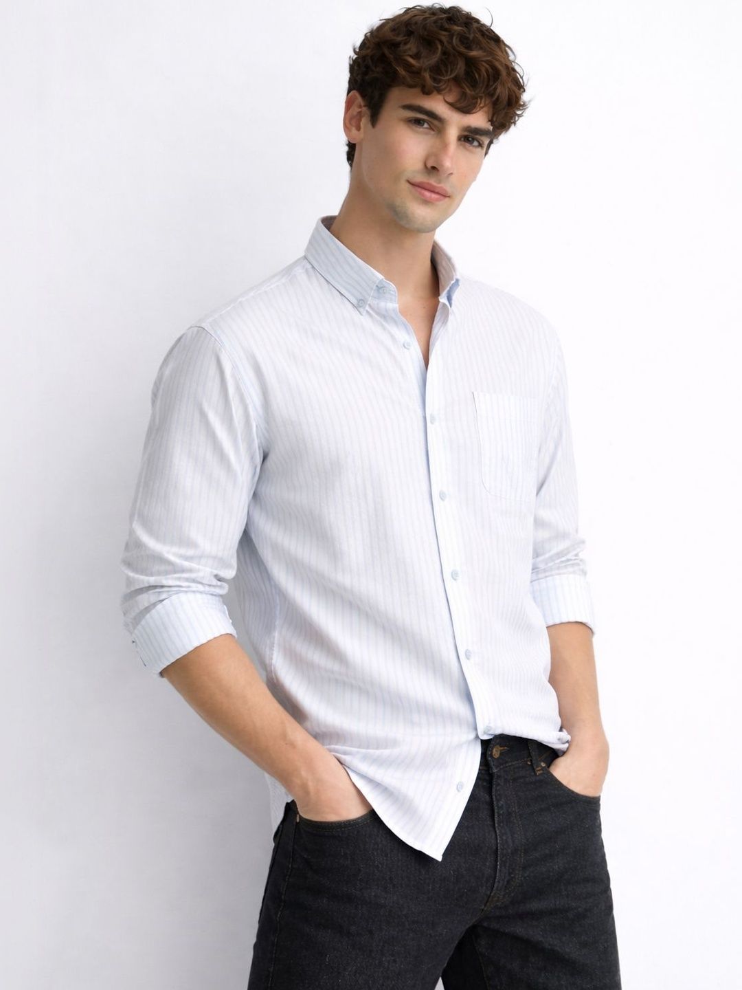 ADRO Men Standard Striped Casual Shirt