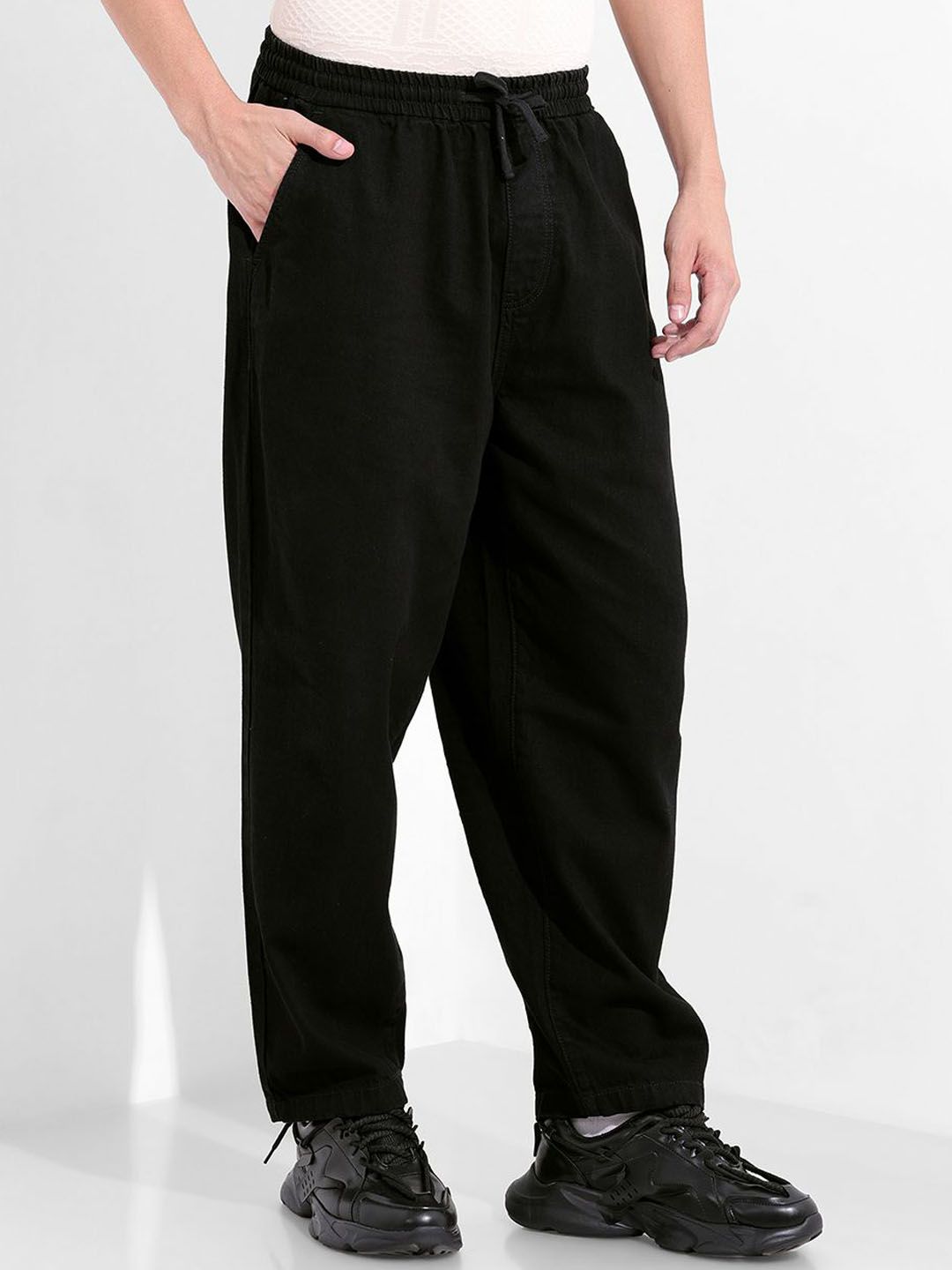The Indian Garage Co. Men Pure Cotton Wide Leg Mid-Rise Jeans