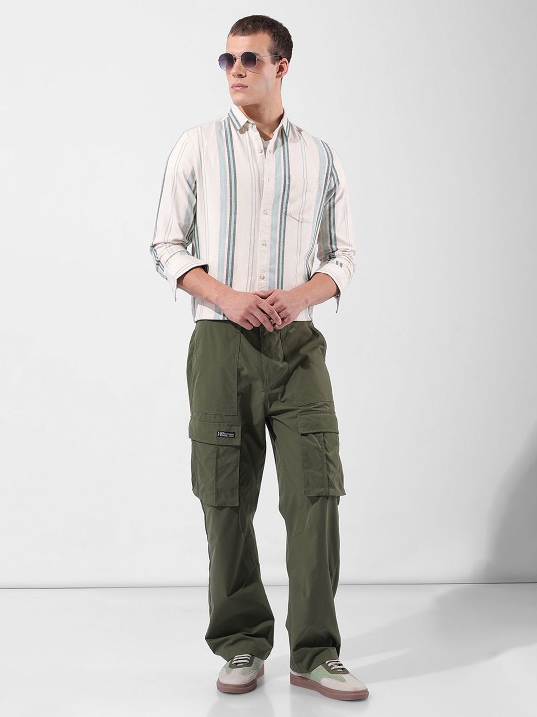 The Indian Garage Co Multi Striped Cotton Slim Fit Casual Shirt