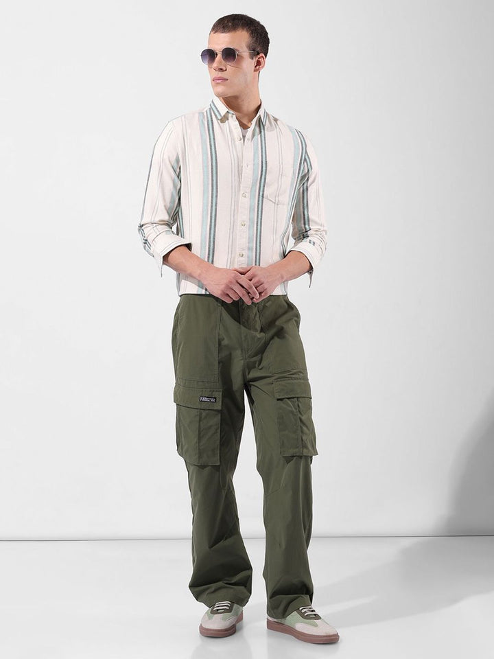 The Indian Garage Co Multi Striped Cotton Slim Fit Casual Shirt