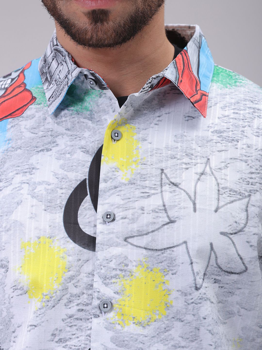 The Indian Garage Co Men Cutaway Collar Conversational Printed Boxy Fit Resortwear Shirt