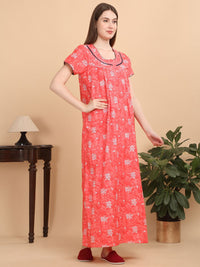 Sweet Dreams Women Printed Pure Cotton Maxi Nightdress