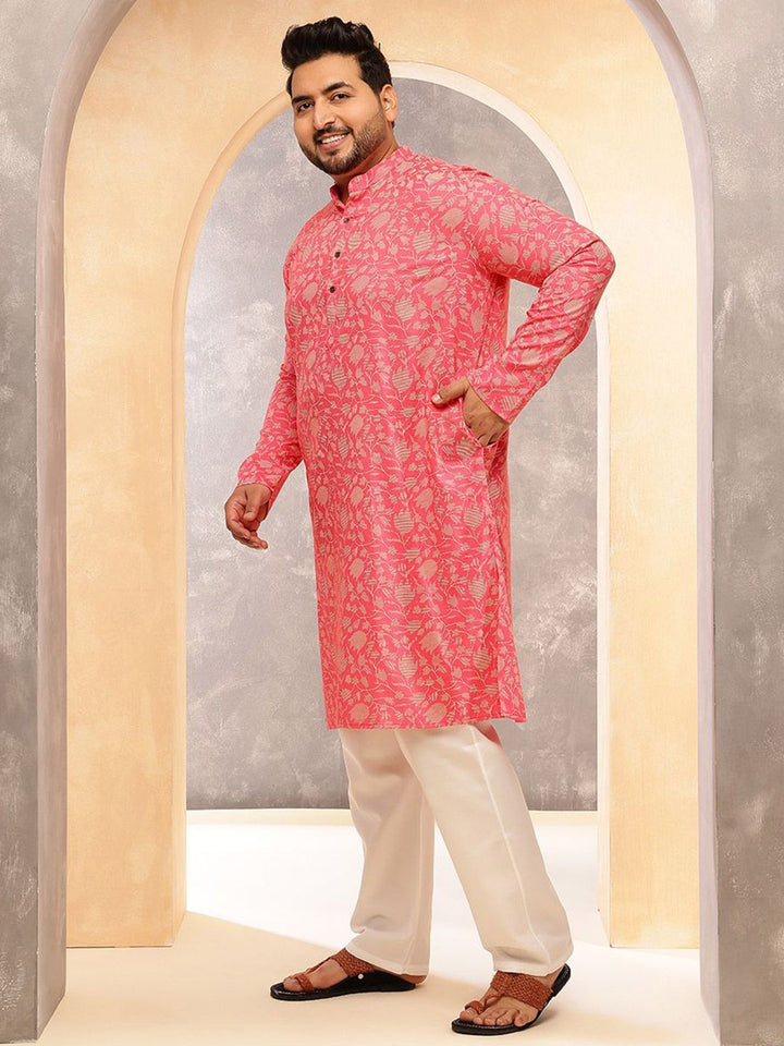 SOJANYA PLUS Men Floral Printed Daily Cotton Straight Kurta