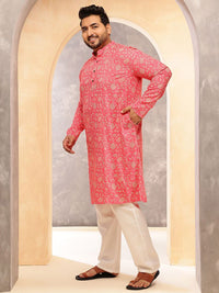 SOJANYA PLUS Men Floral Printed Daily Cotton Straight Kurta
