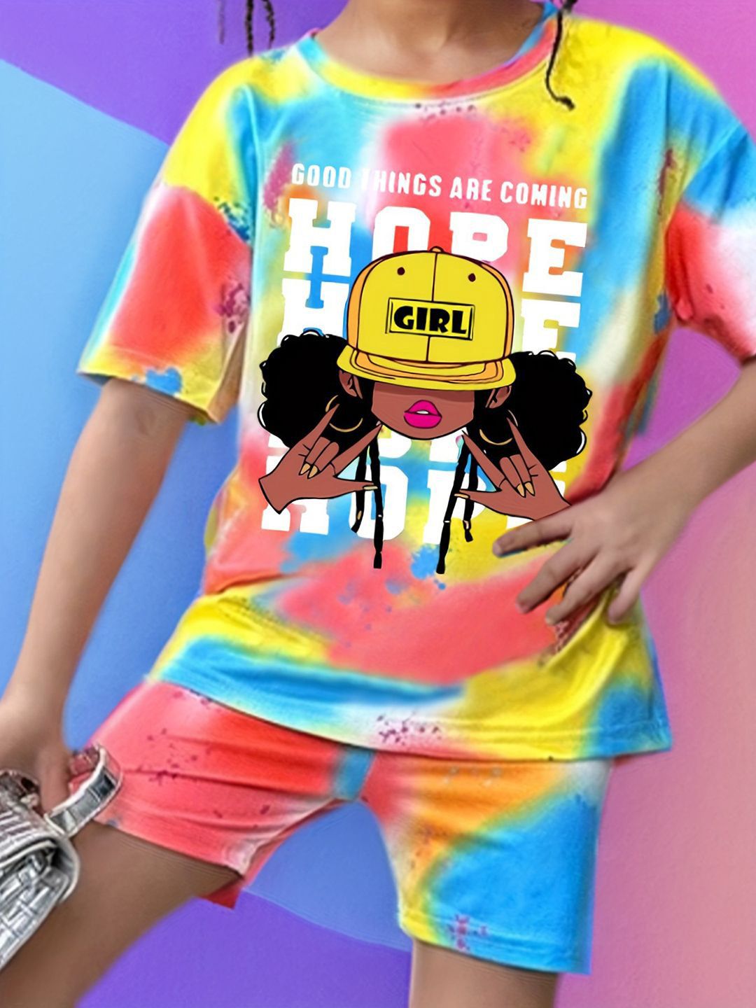 YK Girls Printed Top With Shorts