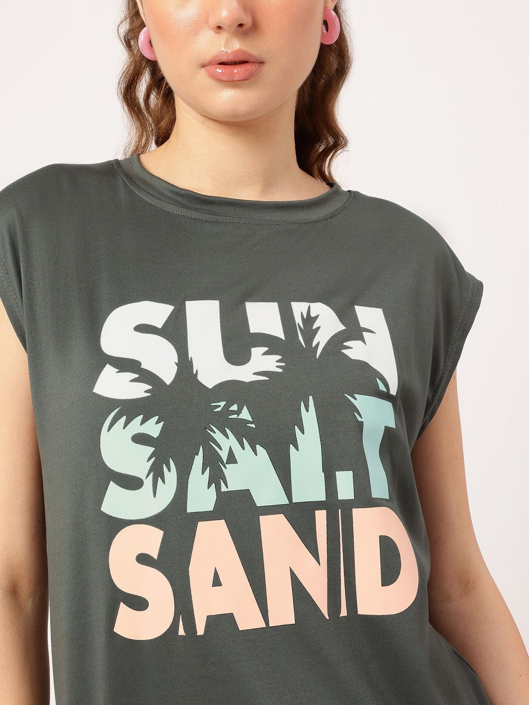 DressBerry Beachy Vibes Printed Extended Sleeves Tee