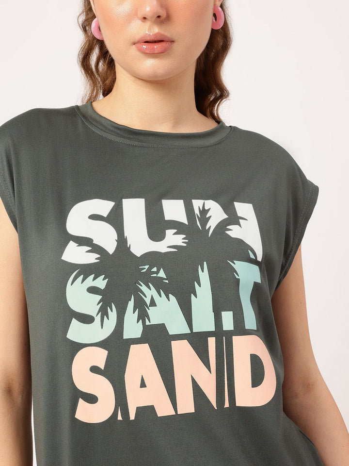 DressBerry Beachy Vibes Printed Extended Sleeves Tee