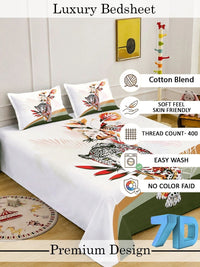 Myntra Elegant Homes White 400 TC Bedsheet with 2 Pillow Covers