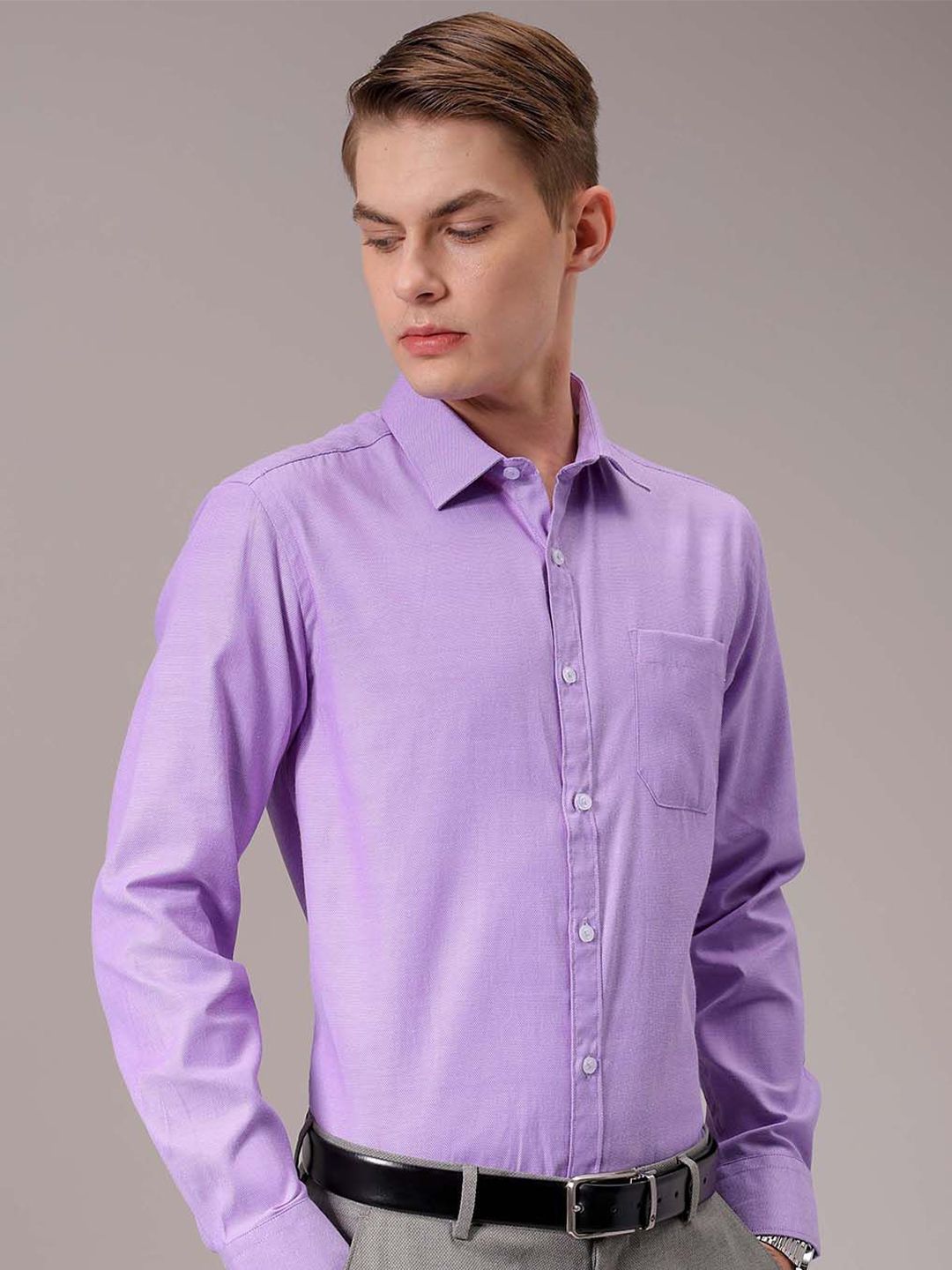 The Indian Garage Co. X Luxe Men Spread Collar Solid Slim Fit Formal Shirt