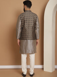 Anouk Woven Design Regular Kurta With Churidar & Nehru jacket