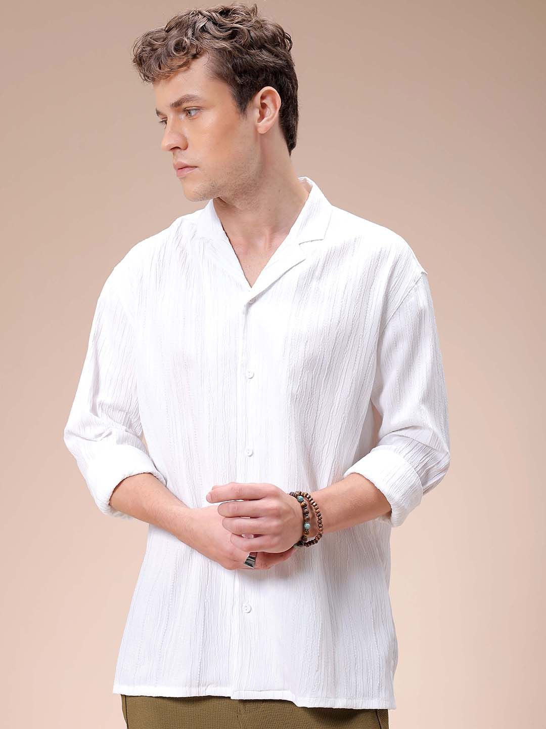 The Indian Garage Co Men Relaxed Fit Dobby Textured Resortwear Shirt