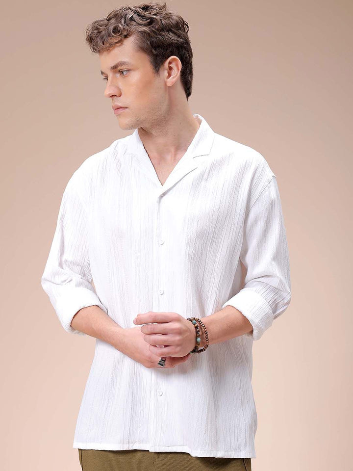 The Indian Garage Co Men Relaxed Fit Dobby Textured Resortwear Shirt