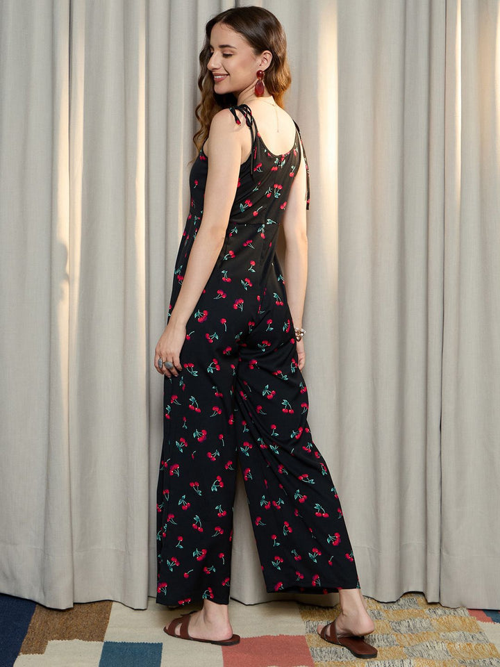 Berrylush Floral Printed Shoulder Straps Basic Jumpsuit