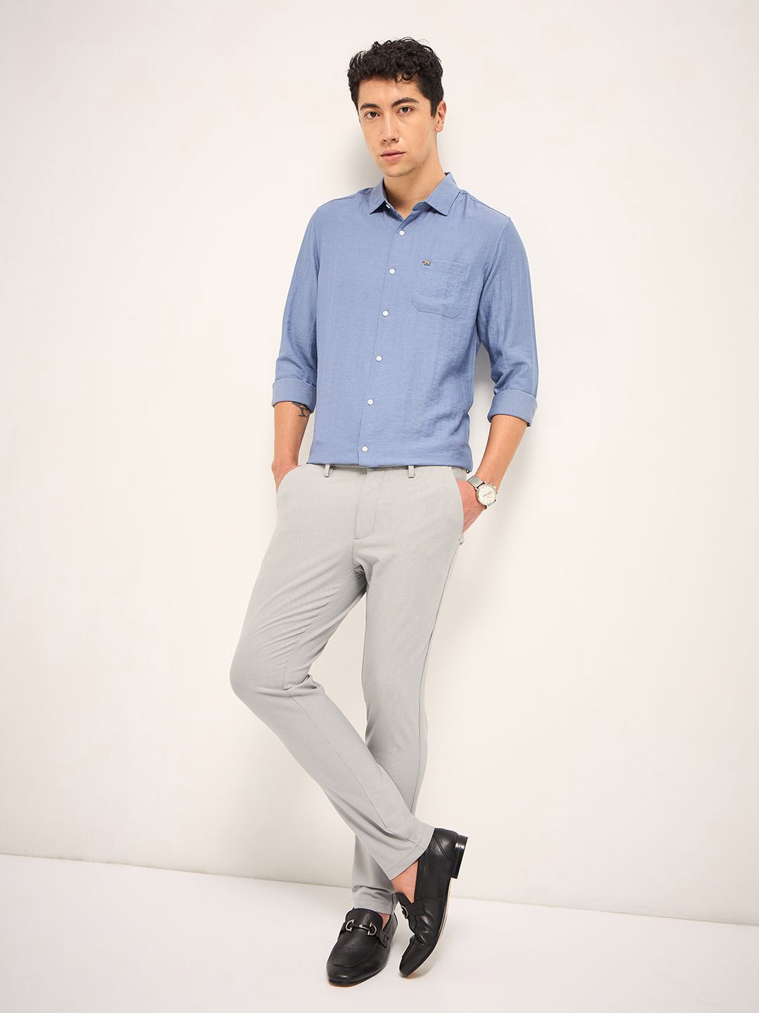 THE BEAR HOUSE Men Slim Fit 4 Way Stretch Formal Trousers
